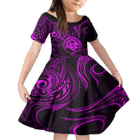 Polynesian Guam Coat of Arms Family Matching Puletasi and Hawaiian Shirt Polynesian Tribal Tattoo Purple Version LT9 Daughter's Dress Purple - Polynesian Pride