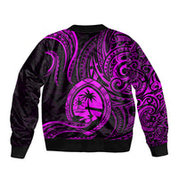 Polynesian Pride Guam Sleeve Zip Bomber Jacket With Polynesian Tribal Tattoo and Coat of Arms Purple Version LT9 - Polynesian Pride