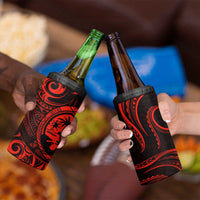 Polynesian Guam Coat of Arms 4 in 1 Can Cooler Tumbler Polynesian Tribal Tattoo Red Version