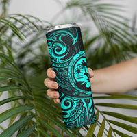 Polynesian Guam Coat of Arms Skinny Tumbler Polynesian Tribal Tattoo Turquoise Version