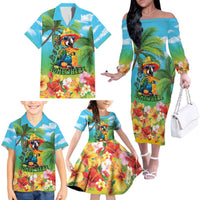 Always 5 O'clock Family Matching Off The Shoulder Long Sleeve Dress and Hawaiian Shirt Hawaiian Tropical Parrot LT9 - Polynesian Pride