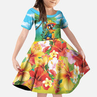 Always 5 O'clock Family Matching Short Sleeve Bodycon Dress and Hawaiian Shirt Hawaiian Tropical Parrot - Polynesian Pride