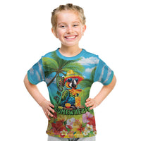 Always 5 O'clock Kid T Shirt Hawaiian Tropical Parrot LT9 Blue - Polynesian Pride