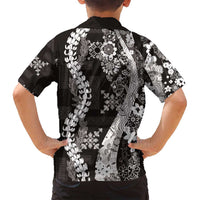 Hawaii Puakenikeni and Maile Lei Family Matching Tank Maxi Dress and Hawaiian Shirt Black Japanese Wave Style LT9 - Polynesian Pride