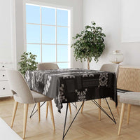 Hawaii Puakenikeni and Maile Lei Tablecloth Black Japanese Wave Style - Polynesian Pride