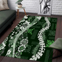 Hawaii Puakenikeni and Maile Lei Area Rug Green Japanese Wave Style - Polynesian Pride