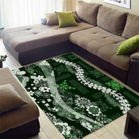 Hawaii Puakenikeni and Maile Lei Area Rug Green Japanese Wave Style - Polynesian Pride