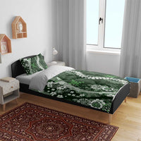 Hawaii Puakenikeni and Maile Lei Bedding Set Green Japanese Wave Style - Polynesian Pride