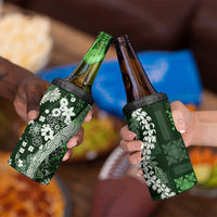 Hawaii Puakenikeni and Maile Lei 4 in 1 Can Cooler Tumbler Green Japanese Wave Style - Polynesian Pride