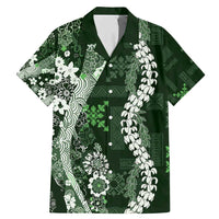 Hawaii Puakenikeni and Maile Lei Family Matching Mermaid Dress and Hawaiian Shirt Green Japanese Wave Style LT9 Dad's Shirt - Short Sleeve Green - Polynesian Pride