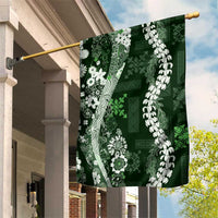 Hawaii Puakenikeni and Maile Lei Garden Flag Green Japanese Wave Style - Polynesian Pride
