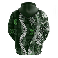 Hawaii Puakenikeni and Maile Lei Hoodie Green Japanese Wave Style - Polynesian Pride