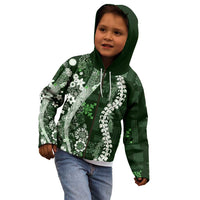 Hawaii Puakenikeni and Maile Lei Kid Hoodie Green Japanese Wave Style - Polynesian Pride