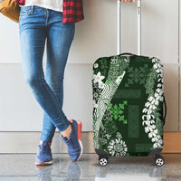 Hawaii Puakenikeni and Maile Lei Luggage Cover Green Japanese Wave Style - Polynesian Pride