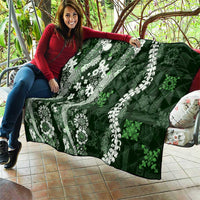 Hawaii Puakenikeni and Maile Lei Quilt Green Japanese Wave Style - Polynesian Pride