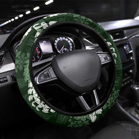 Hawaii Puakenikeni and Maile Lei Steering Wheel Cover Green Japanese Wave Style - Polynesian Pride