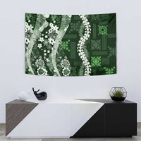 Hawaii Puakenikeni and Maile Lei Tapestry Green Japanese Wave Style - Polynesian Pride