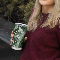 Hawaii Puakenikeni and Maile Lei Tumbler Cup Green Japanese Wave Style - Polynesian Pride