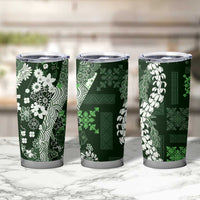 Hawaii Puakenikeni and Maile Lei Tumbler Cup Green Japanese Wave Style - Polynesian Pride