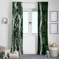 Hawaii Puakenikeni and Maile Lei Window Curtain Green Japanese Wave Style - Polynesian Pride
