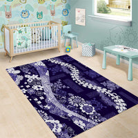 Hawaii Puakenikeni and Maile Lei Area Rug Purple Japanese Wave Style - Polynesian Pride