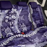 Hawaii Puakenikeni and Maile Lei Back Car Seat Cover Purple Japanese Wave Style - Polynesian Pride