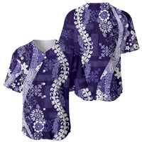 Hawaii Puakenikeni and Maile Lei Baseball Jersey Purple Japanese Wave Style - Polynesian Pride