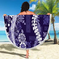 Hawaii Puakenikeni and Maile Lei Beach Blanket Purple Japanese Wave Style - Polynesian Pride