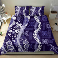 Hawaii Puakenikeni and Maile Lei Bedding Set Purple Japanese Wave Style - Polynesian Pride
