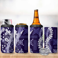 Hawaii Puakenikeni and Maile Lei 4 in 1 Can Cooler Tumbler Purple Japanese Wave Style - Polynesian Pride