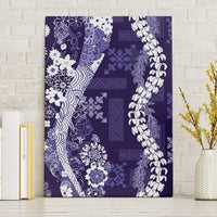 Hawaii Puakenikeni and Maile Lei Canvas Wall Art Purple Japanese Wave Style - Polynesian Pride