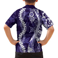 Hawaii Puakenikeni and Maile Lei Family Matching Puletasi and Hawaiian Shirt Purple Japanese Wave Style LT9 - Polynesian Pride