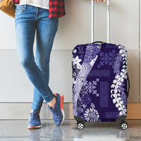 Hawaii Puakenikeni and Maile Lei Luggage Cover Purple Japanese Wave Style - Polynesian Pride