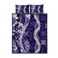 Hawaii Puakenikeni and Maile Lei Quilt Bed Set Purple Japanese Wave Style - Polynesian Pride