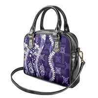 Hawaii Puakenikeni and Maile Lei Shoulder Handbag Purple Japanese Wave Style - Polynesian Pride