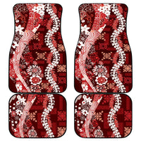 Hawaii Puakenikeni and Maile Lei Car Mats Red Japanese Wave Style - Polynesian Pride