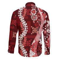 Hawaii Puakenikeni and Maile Lei Family Matching Puletasi and Hawaiian Shirt Red Japanese Wave Style LT9 - Polynesian Pride