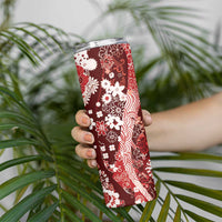 Hawaii Puakenikeni and Maile Lei Skinny Tumbler Red Japanese Wave Style - Polynesian Pride