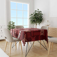 Hawaii Puakenikeni and Maile Lei Tablecloth Red Japanese Wave Style - Polynesian Pride
