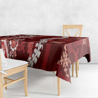 Hawaii Puakenikeni and Maile Lei Tablecloth Red Japanese Wave Style - Polynesian Pride