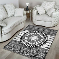 All White Tonga Malo e lelei Area Rug Vintage Ngatu Tribal Pattern - Polynesian Pride