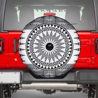 All White Tonga Malo e lelei Spare Tire Cover Vintage Ngatu Tribal Pattern - Polynesian Pride