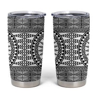 All White Tonga Malo e lelei Tumbler Cup Vintage Ngatu Tribal Pattern - Polynesian Pride