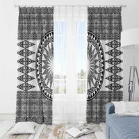 All White Tonga Malo e lelei Window Curtain Vintage Ngatu Tribal Pattern - Polynesian Pride