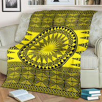 All Yellow Tonga Malo e lelei Blanket Vintage Ngatu Tribal Pattern - Polynesian Pride