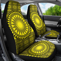 All Yellow Tonga Malo e lelei Car Seat Cover Vintage Ngatu Tribal Pattern - Polynesian Pride