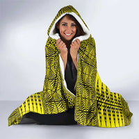 All Yellow Tonga Malo e lelei Hooded Blanket Vintage Ngatu Tribal Pattern - Polynesian Pride