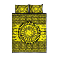 All Yellow Tonga Malo e lelei Quilt Bed Set Vintage Ngatu Tribal Pattern - Polynesian Pride