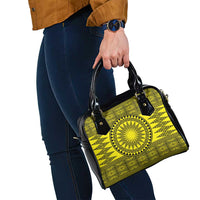 All Yellow Tonga Malo e lelei Shoulder Handbag Vintage Ngatu Tribal Pattern - Polynesian Pride