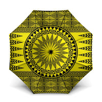 All Yellow Tonga Malo e lelei Umbrella Vintage Ngatu Tribal Pattern - Polynesian Pride